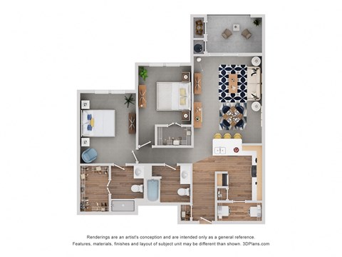 Dorsey Floor Plan at Cedars of Elk Drive 55+ Apartments, Texas, 76028